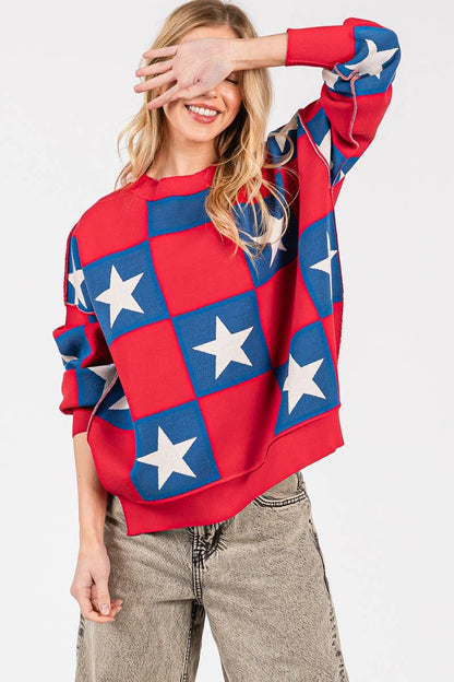 AMERICANA CHECKERED SWEATER TOP