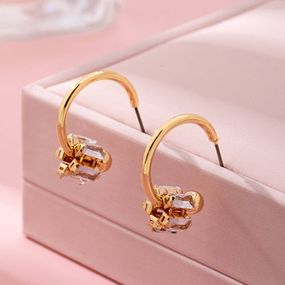 Gold-Tone Crystal Climber Hoop Earrings GOLD
