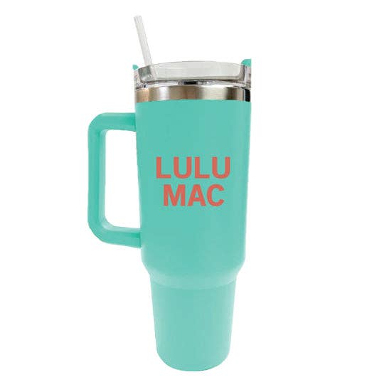 LULU MAC Tumbler Mint with Coral Logo