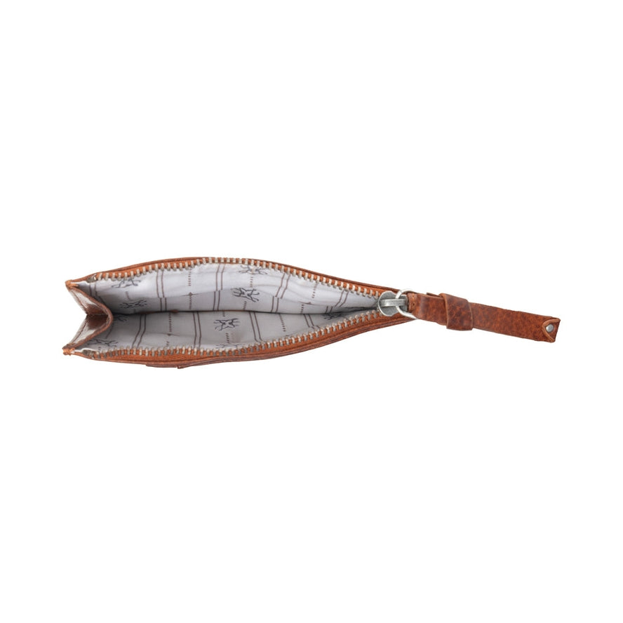 Zidana Vino Braided Veg Tanned Leather Wallet in Chestnut Shine