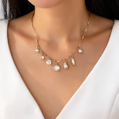 CHARM NECKLACE-MULTI STYLE RHINESTONE CHARM | 80N92685: GOLD