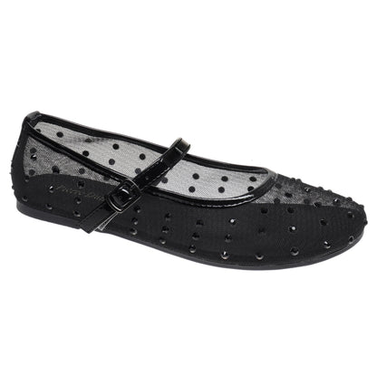 Black Starlight Mesh Mary Jane Flats ✨