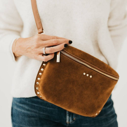 Sabrina Studded Suede Bum Bag : Camel