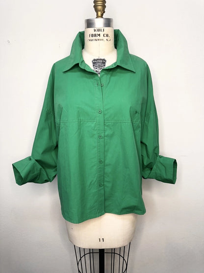 Brad & Rena Relaxed Button-Front Shirt Jacket - Green