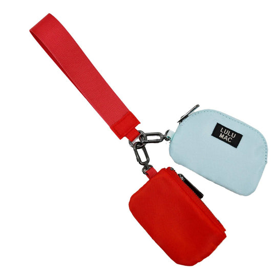 Red/Light Blue Lulu Mac Double Pouch Wristlets