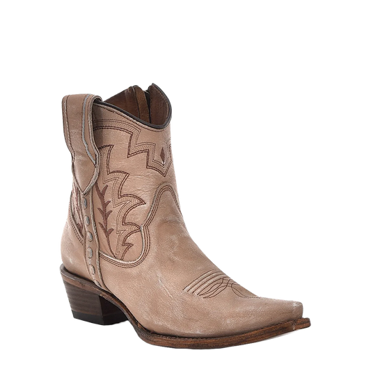 Circle G Sand Embrodiery & Zipper Ankle Boot L6098