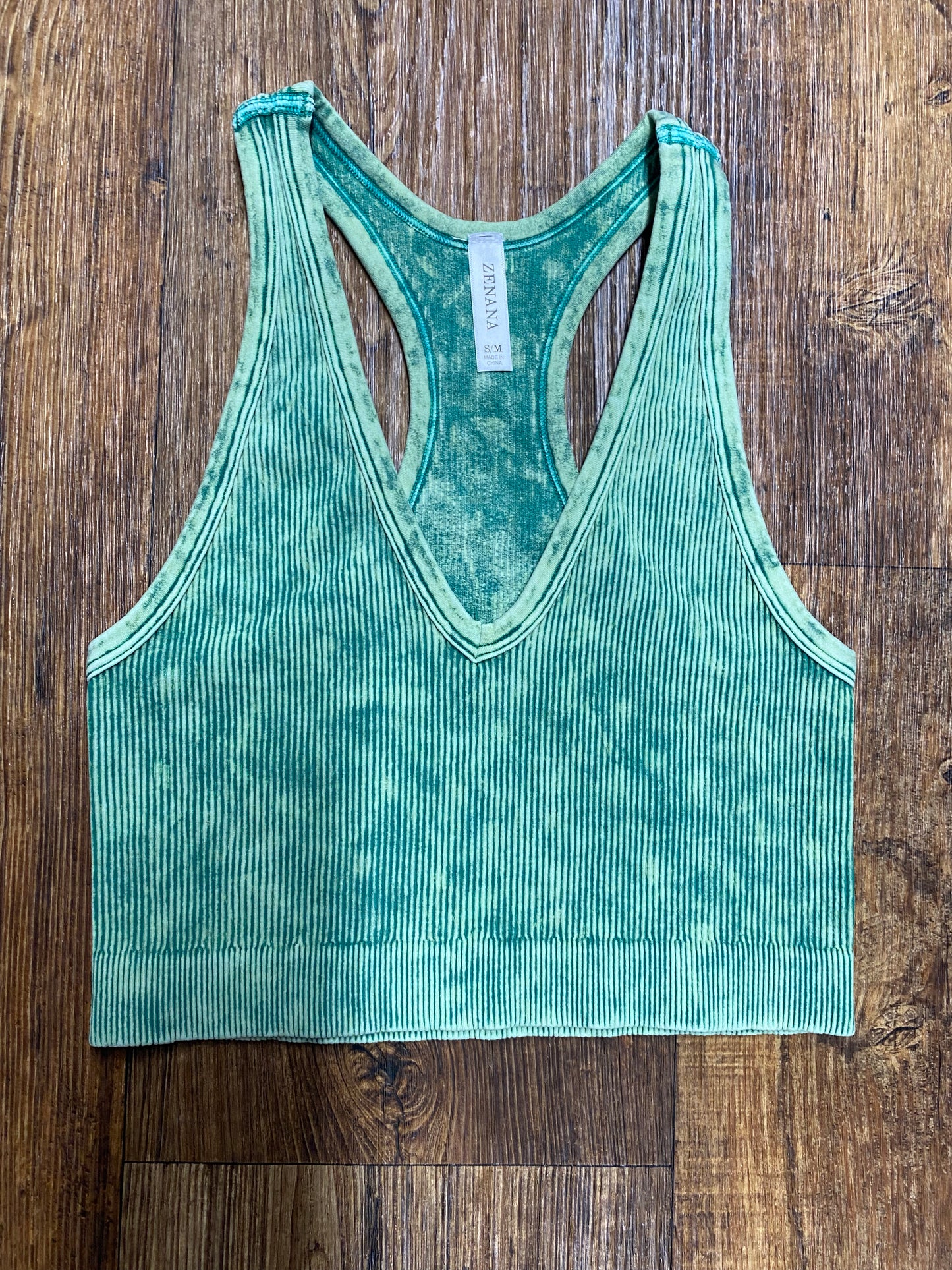 Washed Ribbed Racerback Bralette