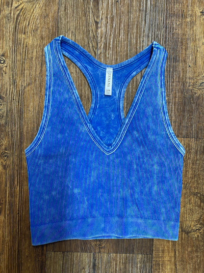 Washed Ribbed Racerback Bralette