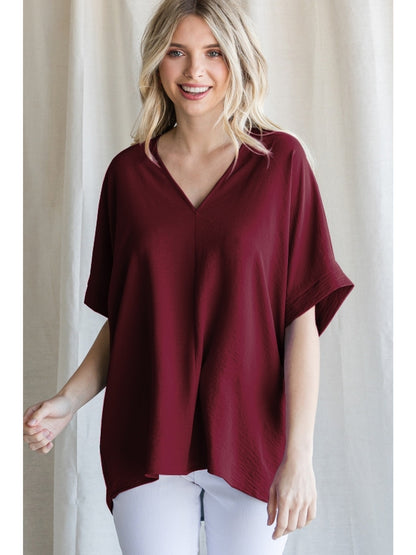 Wine Solid Boxy Top