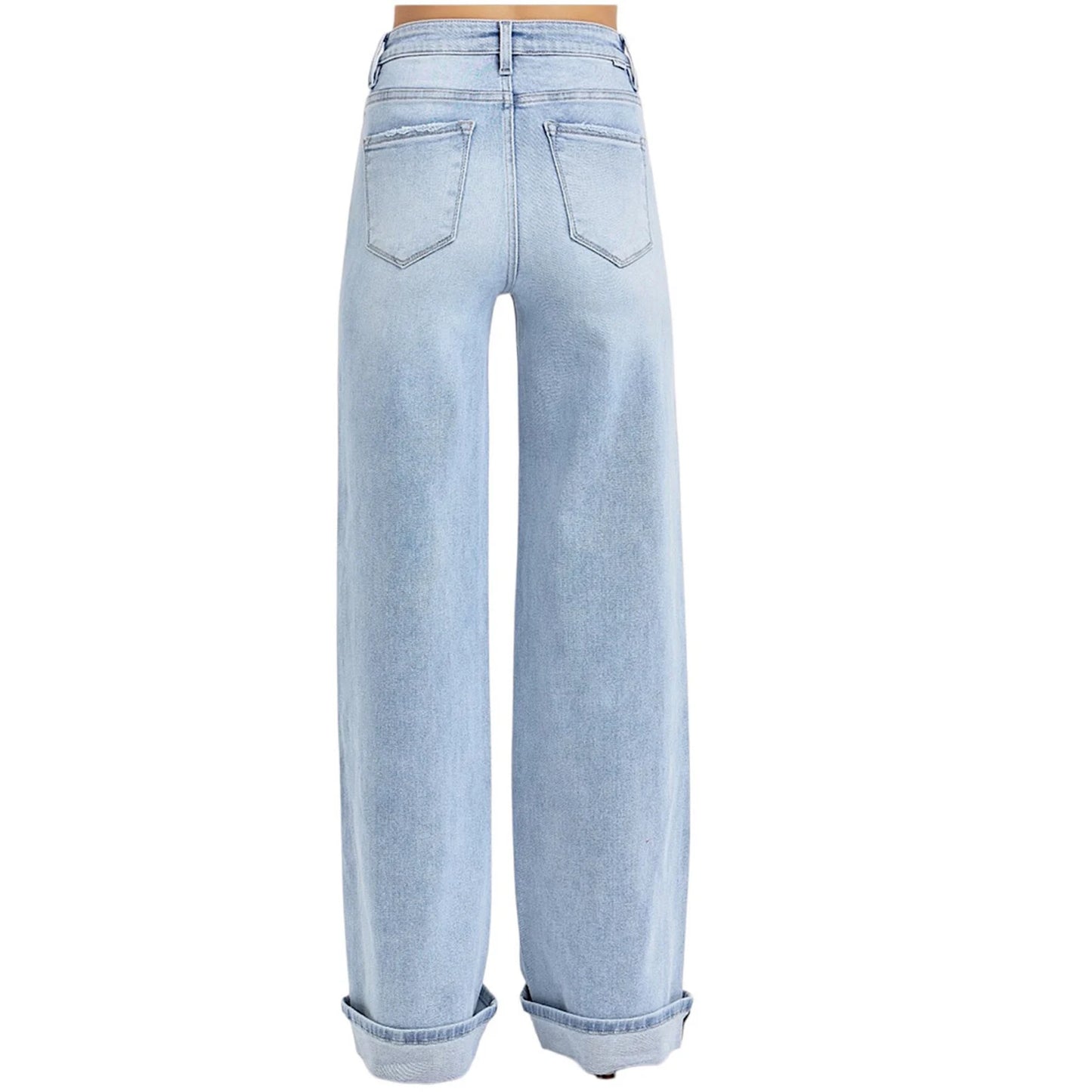 Sale* Risen RDP5975 Tummy Control H/R Wide Cuffed Jeans LT