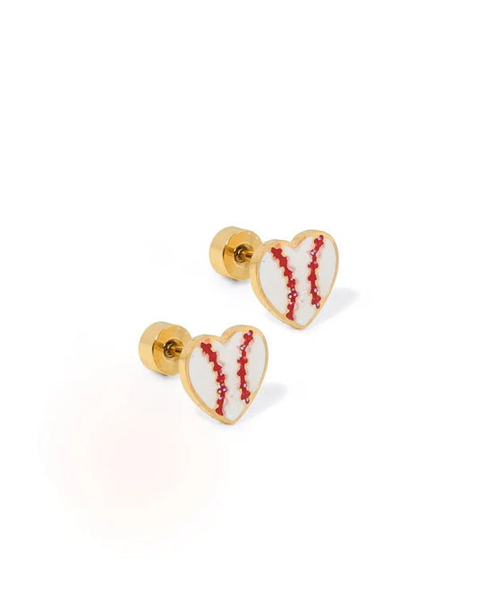 LINNY CO Flat Back Screwback Stud Earrings Baseball