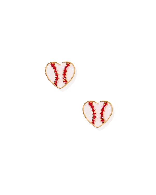 LINNY CO Flat Back Screwback Stud Earrings Baseball