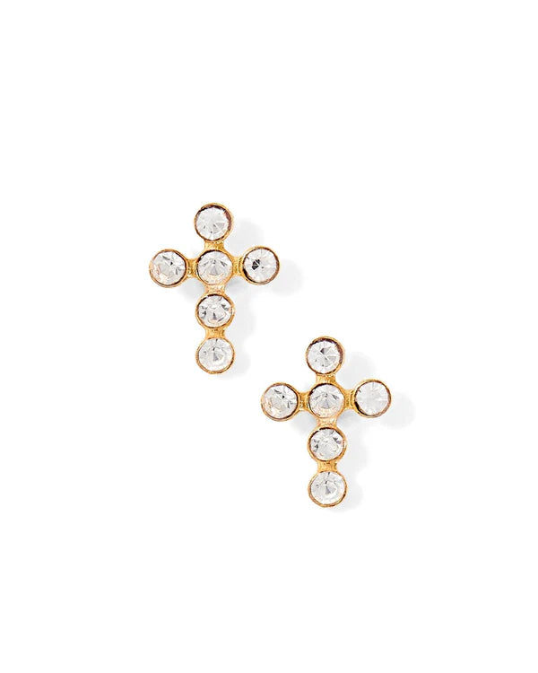 LINNY CO Flat Back Screwback Stud Earrings Clara Cross