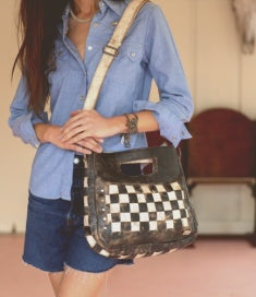 Bed|Stu Orchid Checkered Leather Satchel
