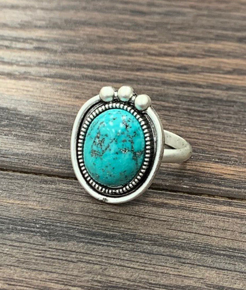 Round Natural Turquoise Ring