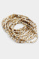 11PCS - Gold/Silver Metal Cube Bead Stretch Bracelets