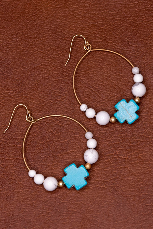 Mary Kate Earrings White/Turquoise