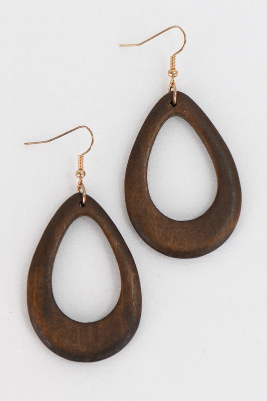 Boho Laser Cut Teardrop Wood Earrings