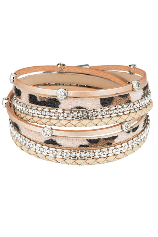 Multi Strand Leather Bracelet with Magnetic Clasp