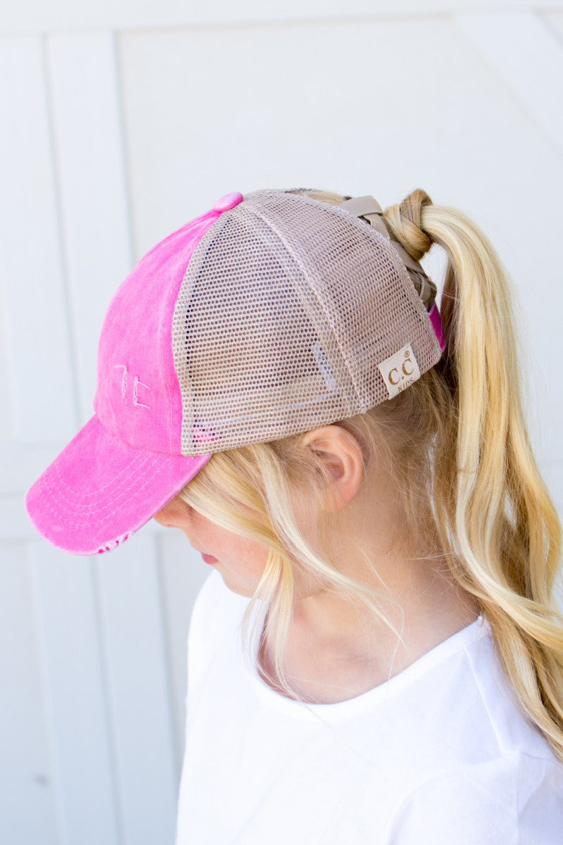 Girl's CC Criss-Cross Ponytail Hat