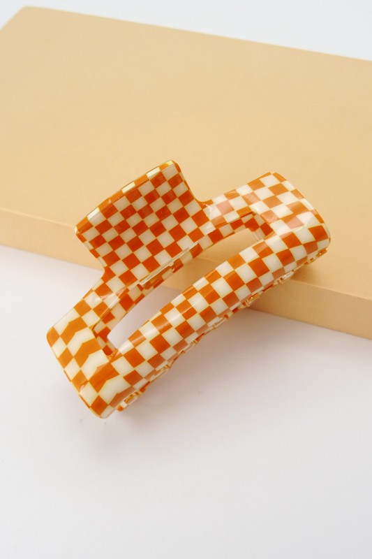 RECTANGLE CHECKERED CLAW HAIR CLIP