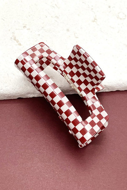 RECTANGLE CHECKERED CLAW HAIR CLIP