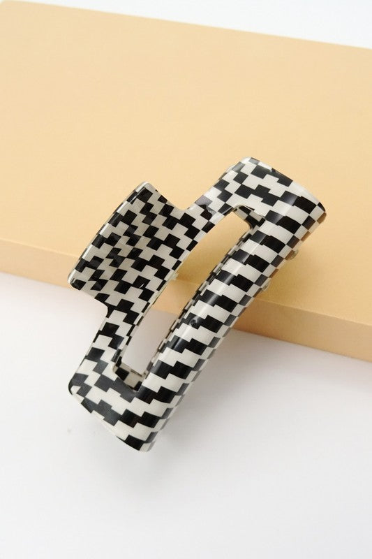 RECTANGLE CHECKERED CLAW HAIR CLIP