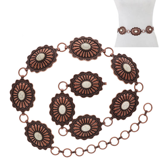 WESTERN FLOWER CONCHO CHAIN HIP BELT