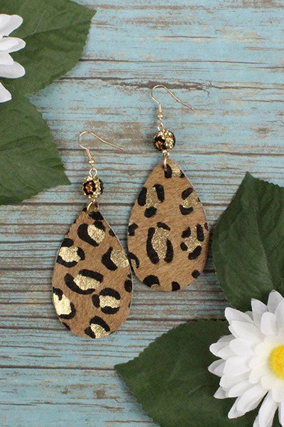 Leopard Gold Leaf Earrings