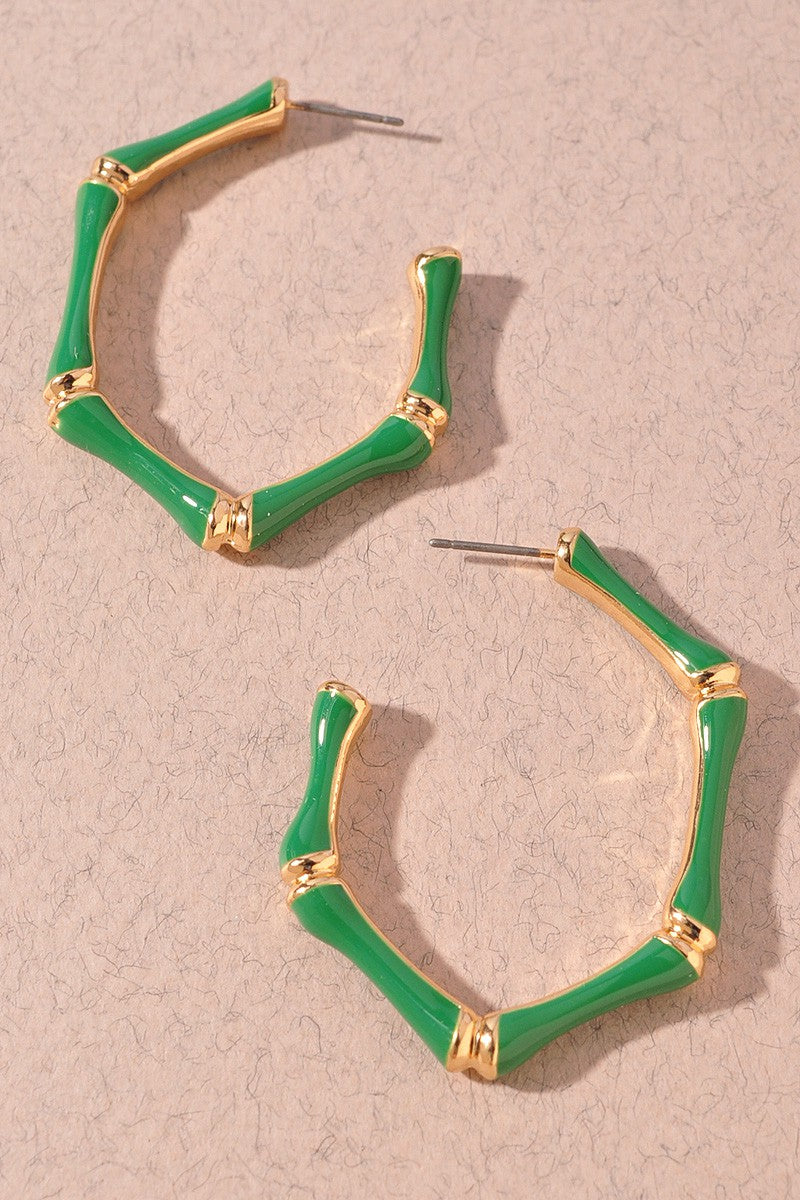 Bamboo Colored Hoop Earrings