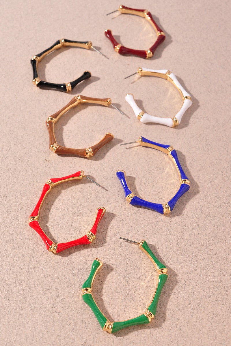 Bamboo Colored Hoop Earrings