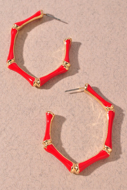 Bamboo Colored Hoop Earrings