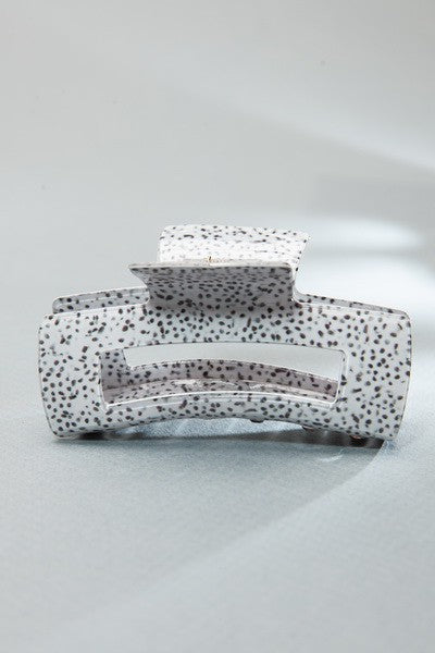 WHITE JUMBO RECTANGLE SPECKLED HAIR CLAW CLIP