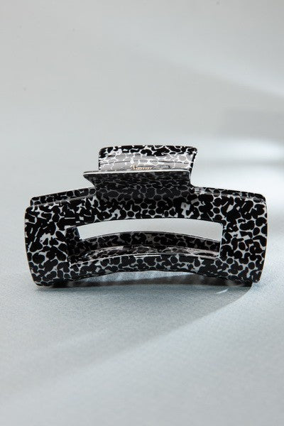 BLACK JUMBO RECTANGLE SPECKLED HAIR CLAW CLIP
