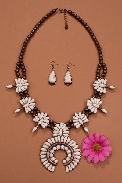 Squash Blossom Necklace with earrings