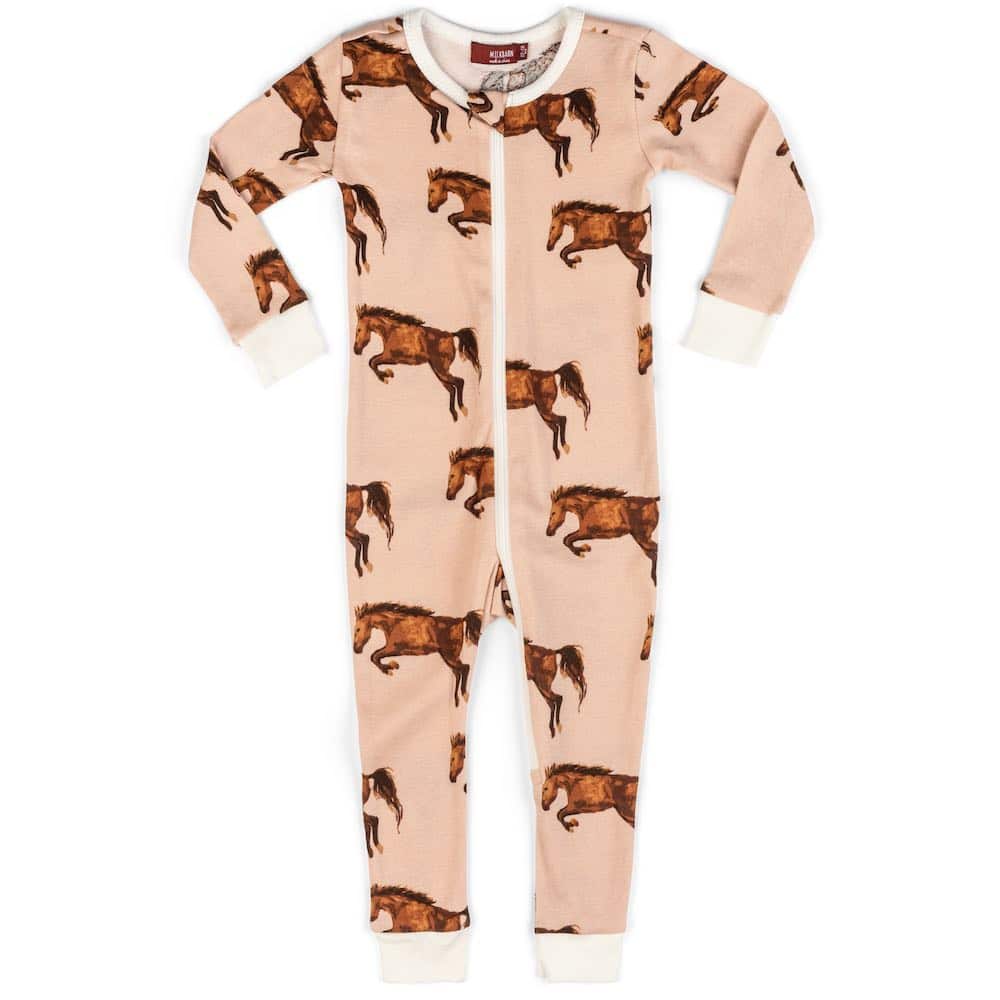 Horse Organic Cotton Zipper Pajama 3-6month