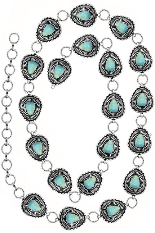 WESTERN CONCHO  GEM STONE BELT