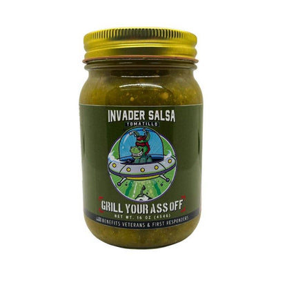 Invader Tomatillo Salsa - organic mild onion garlic spice