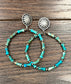 brass navajo gemstone turquoise hoop earrings costume jewelry