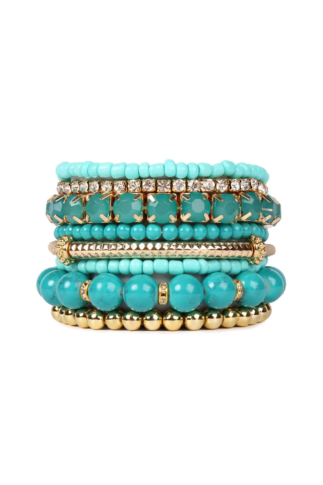 Turquoise Multi Beaded 8Pc. Bracelets