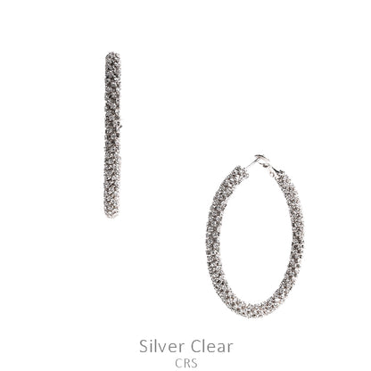 Silver Clear Stone Hoop Earring Grande