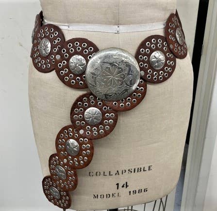 Brown Leather Concho Belt