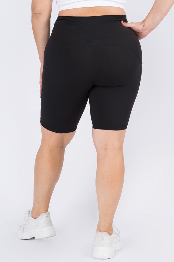 Women's Buttery Soft Black Biker Shorts with Pockets