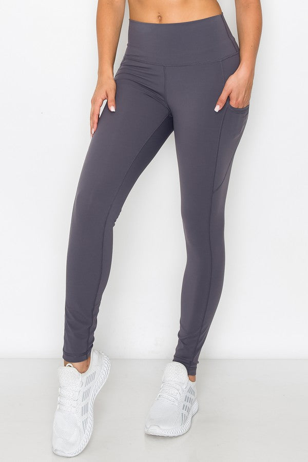 Sumptuous Buttery Soft Charcoal Activewear Leggings with Pockets