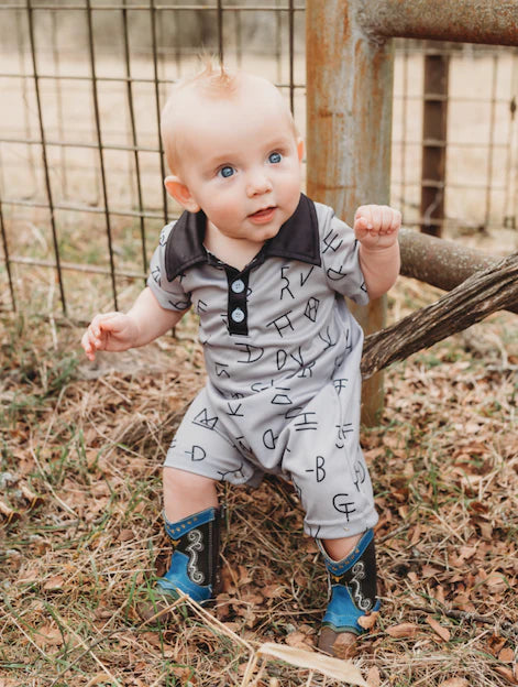 Brand Print Boys Romper