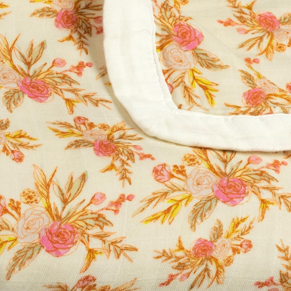 Vintage Floral Big Lovey Three-Layer Muslin Blanket