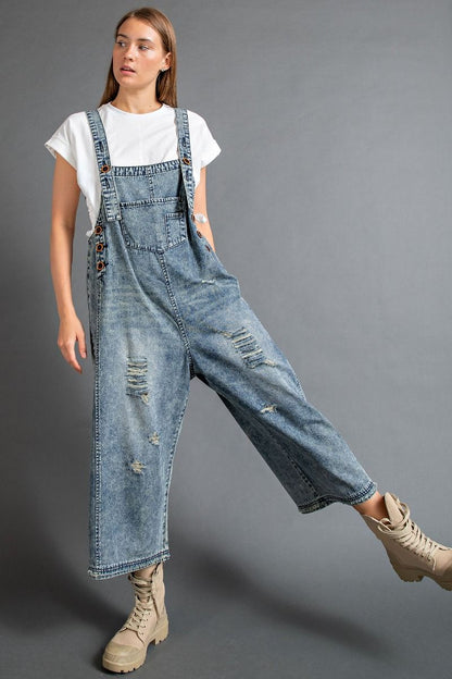 Grunge Denim Overalls