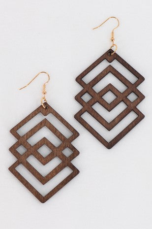 Brown Bohemian laser cut wooden earrings