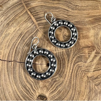 BOHO SOL Circle Ball Hoop 925 Sterling Earrings