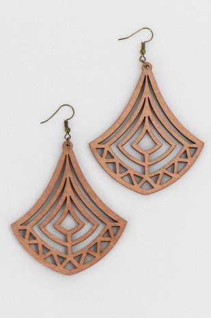 Bohemian laser cut wooden earrings